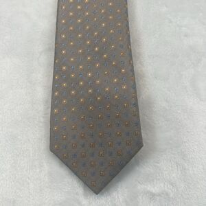Ryan Seacrest Distinction 100% Silk Men's Neck Tie Tan W/Orange And Blue